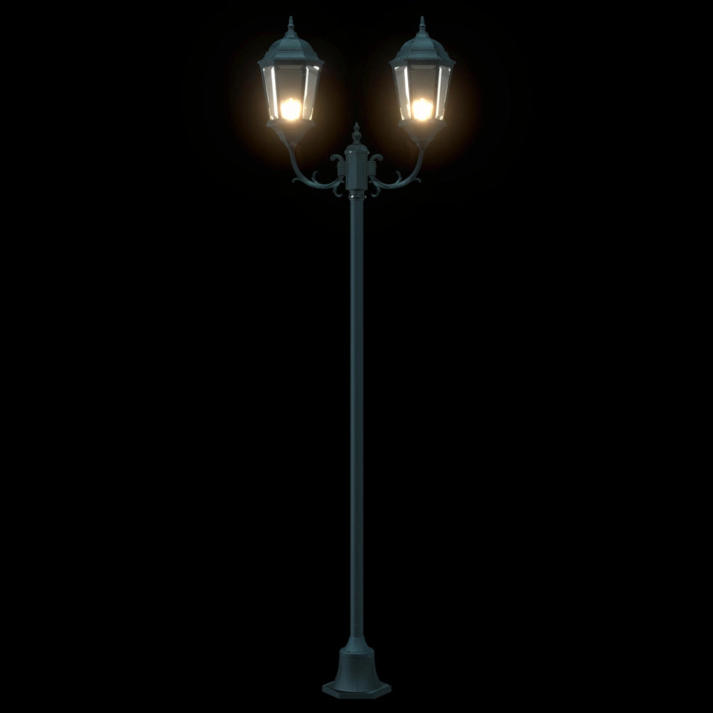 Lampione da Giardino  2-Lampade E27 Verde 220 cm Alluminio