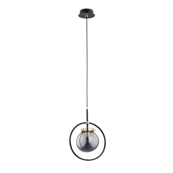 Lampada a sospensione sfera vetro nero/oro Akira E27