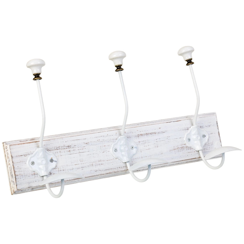 Appendiabiti da parete in legno con 3 ganci 39x1,3x8h cm