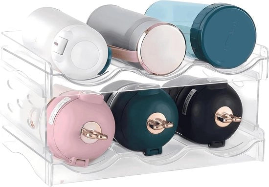 Scaffale per bottiglie - ripiano in plastica - ripiano pieghevole per cucina - 6 bottiglie - set da 2.