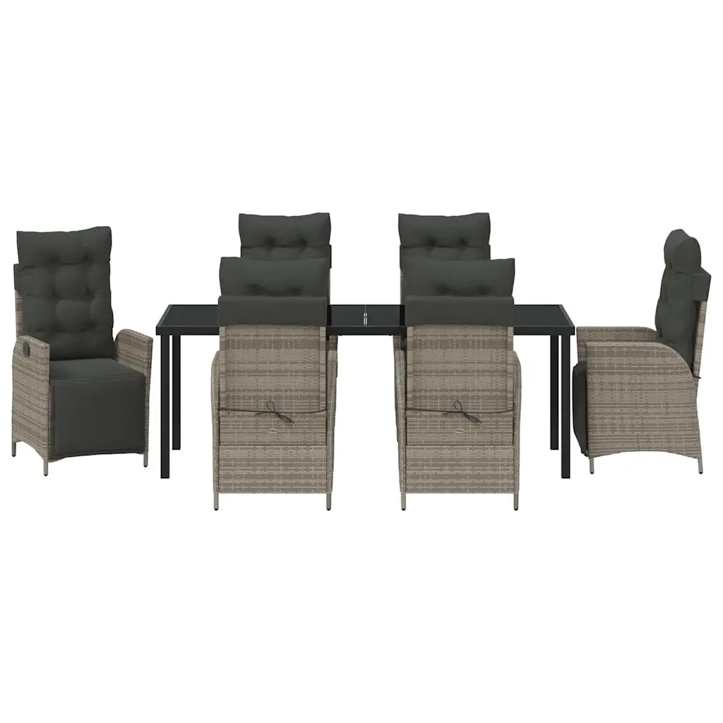 Set da Pranzo per Giardino con cuscino 7 pcs Grigio polyrattan 3380552