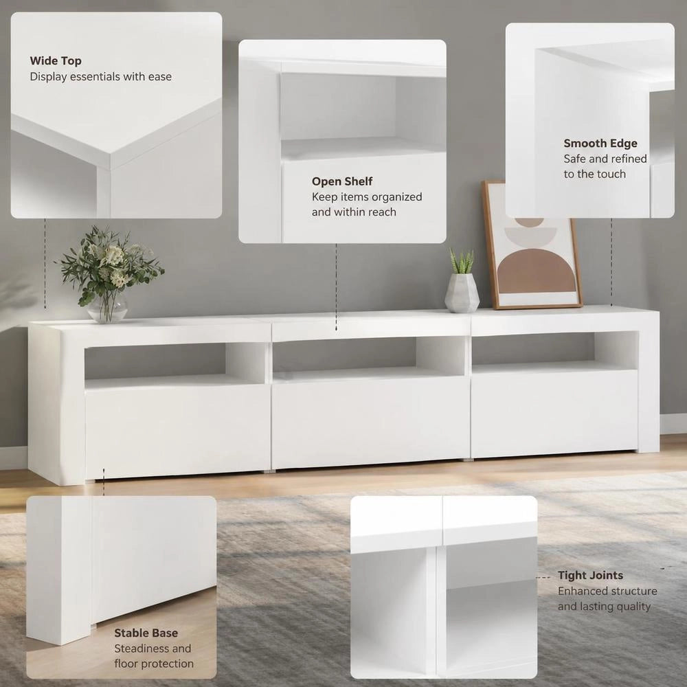 TV Cabinet With LED Lights White 180x35x40 Cm