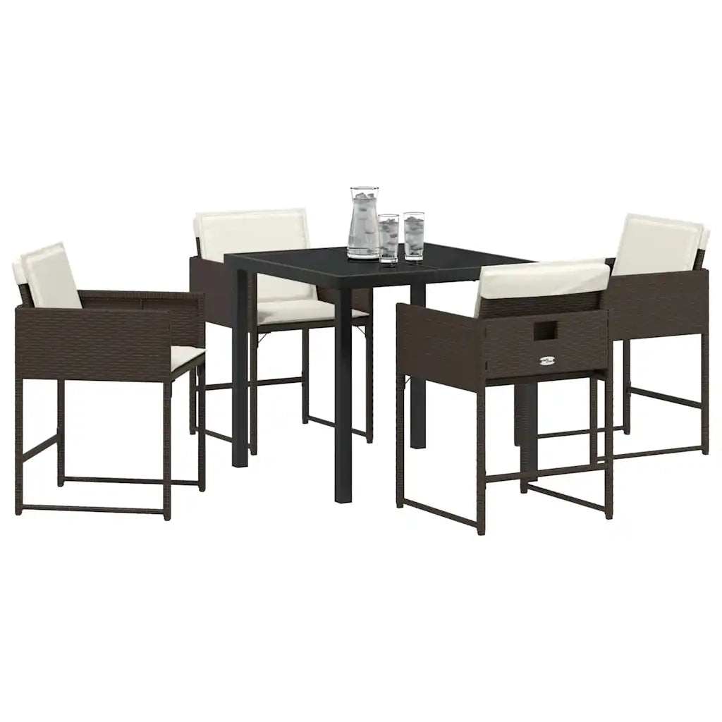 Set da Pranzo per Giardino 5 pcs Marrone polyrattan
