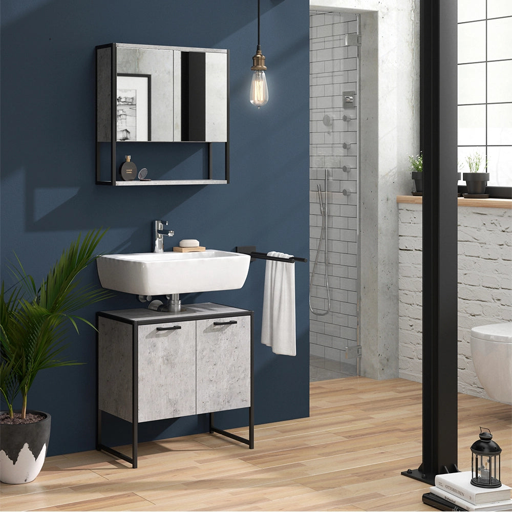 Vicco Specchio contenitore bagno Calcestruzzo 60 x 60.6 cm