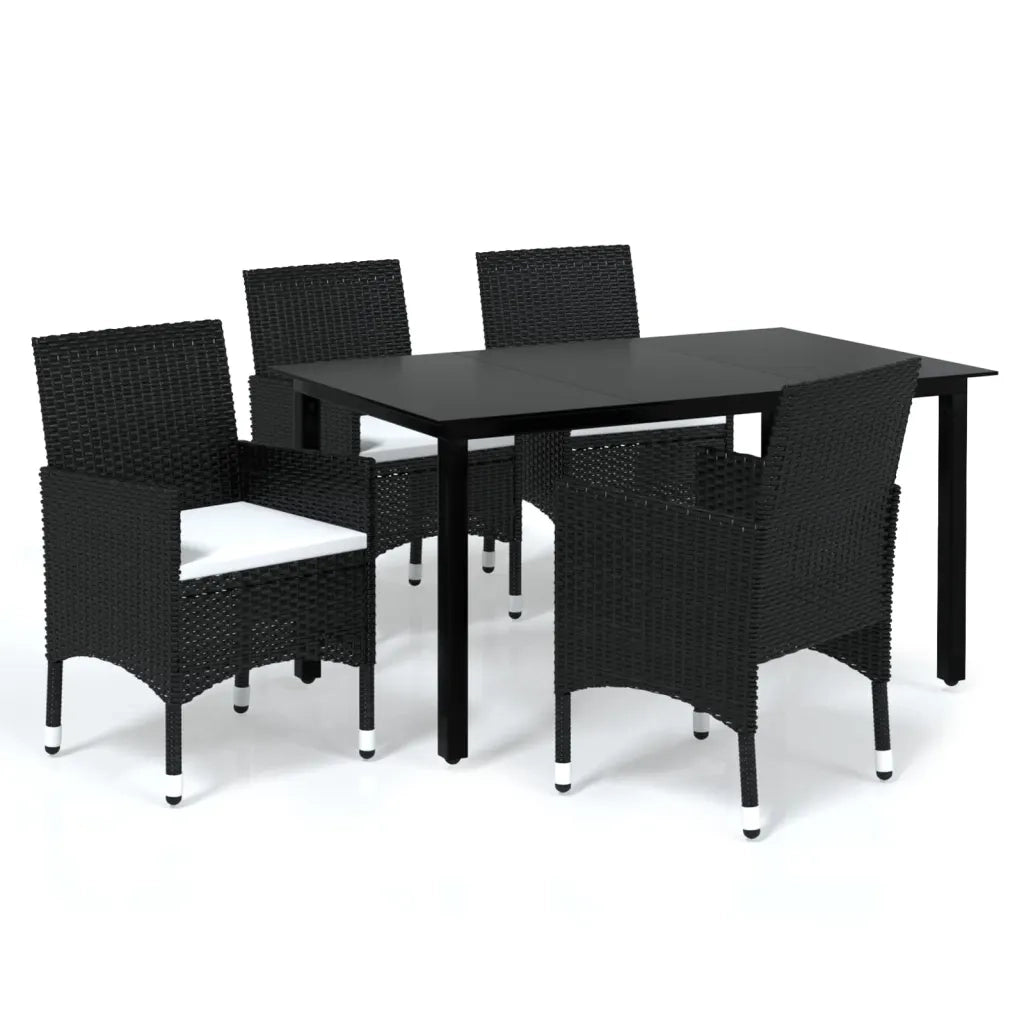 Set da Pranzo da Giardino 5 pz con Cuscini in Polyrattan Nero 3094975