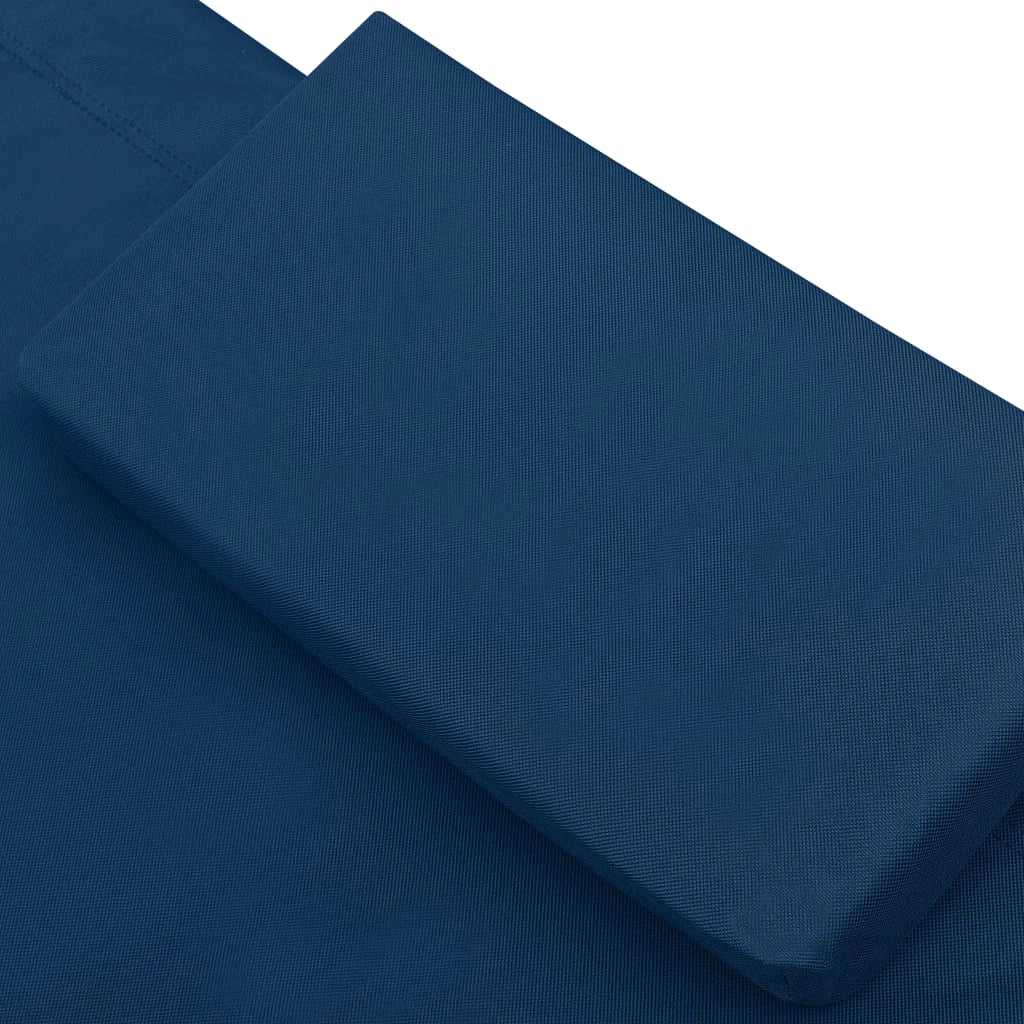 Lettino prendisole da esterno 200 cm con baldacchino e cuscino blu 02_0012005