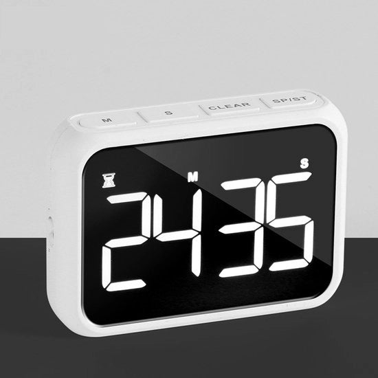 Cucina digitale USB caricabile con grande schermo LCD e allarme sonoro regolabile - timer magnetico ideale per ufficio o cucina, bianco