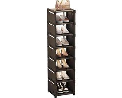 Rack per scarpe verticale - 8 livelli - sottile e stivabile - archiviazione per spazi piccoli - mensola per scarpe libera per angoli soggiorno ingresso (nero)