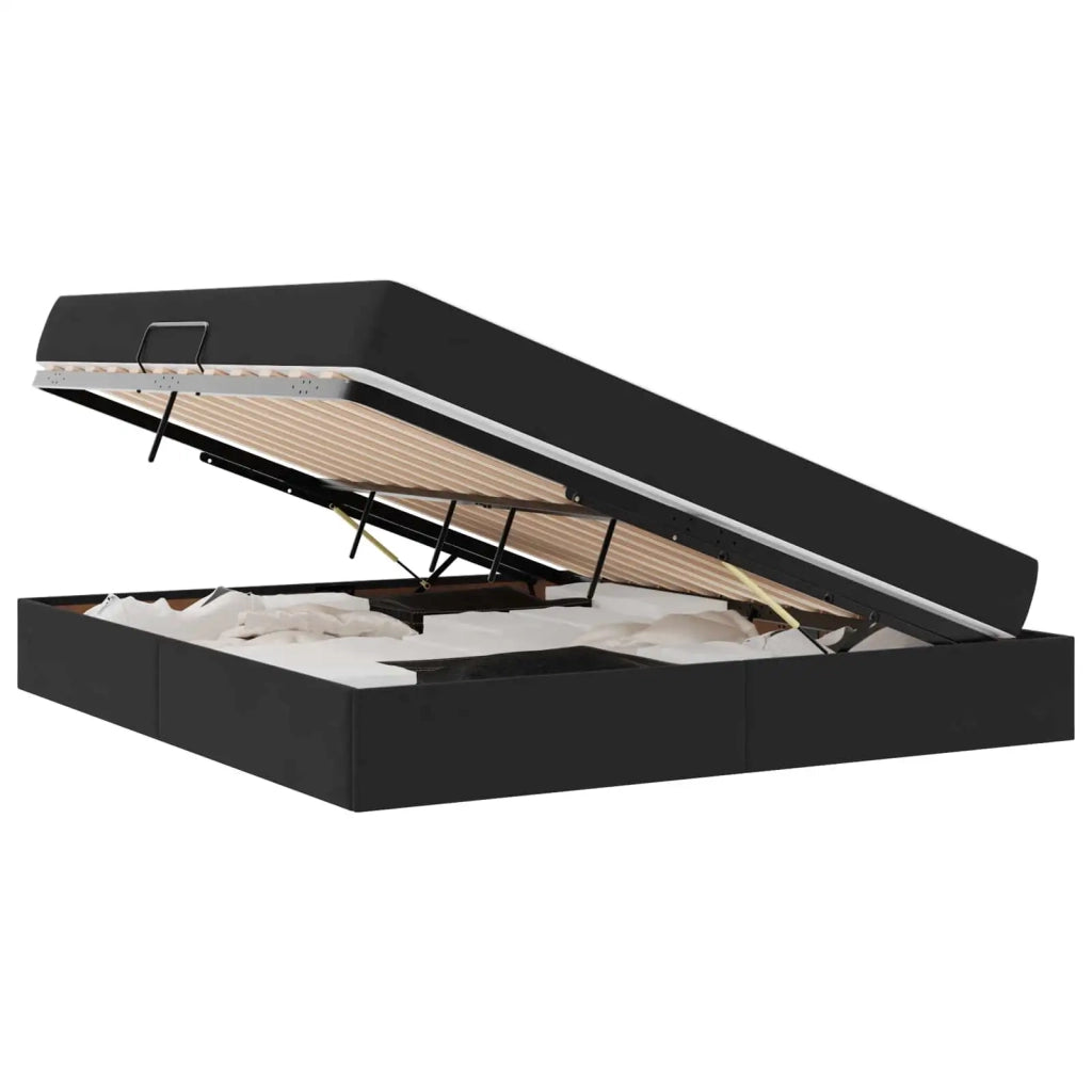 Letto con contenitore e materasso Nero 180 x 200 cm Velluto