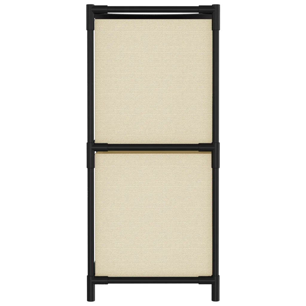 Mobile contenitore con 4 cestini in tessuto color crema 63 x 30 x 71 cm struttura stabile design moderno in acciaio color crema 02_0046935
