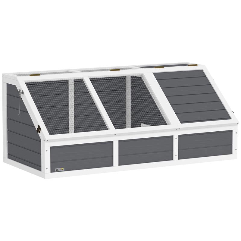 CASETTA PER TARTARUGHE DI TERRA SENZA FONDO IN LEGNO DI ABETE E ACCIAIO ZINCATO 120X55X50A CM GRIGIO E BIANCO