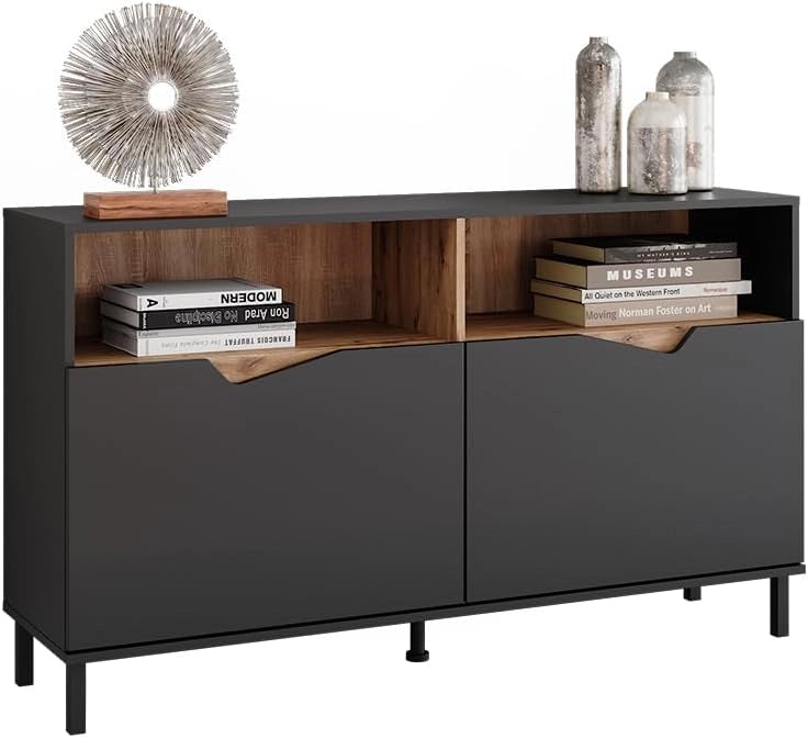 Credenza Marelle, Antracite/Artisan, 140 x 81.3 cm con 2 porte