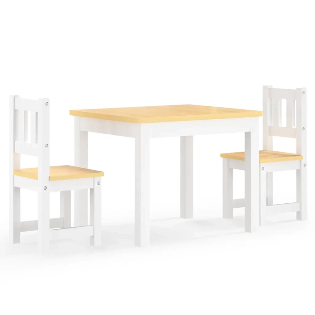 Set Tavolo e Sedie per Bambini 3 Pezzi Bianco e Beige in MDF CFW3329515