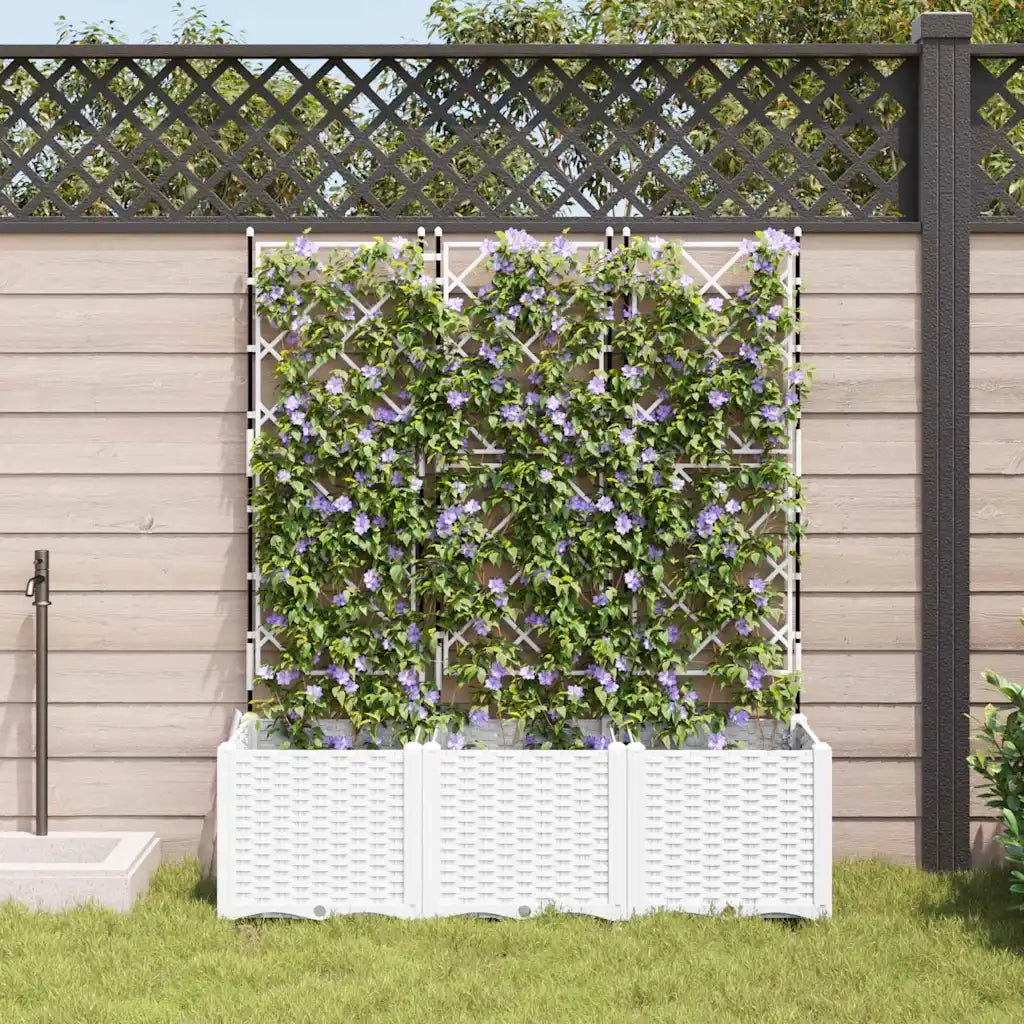 Fioriere | Cassetta per fiori | Vaso da giardino 3 pz Bianco 120 x 40 x 143 cm Plastica