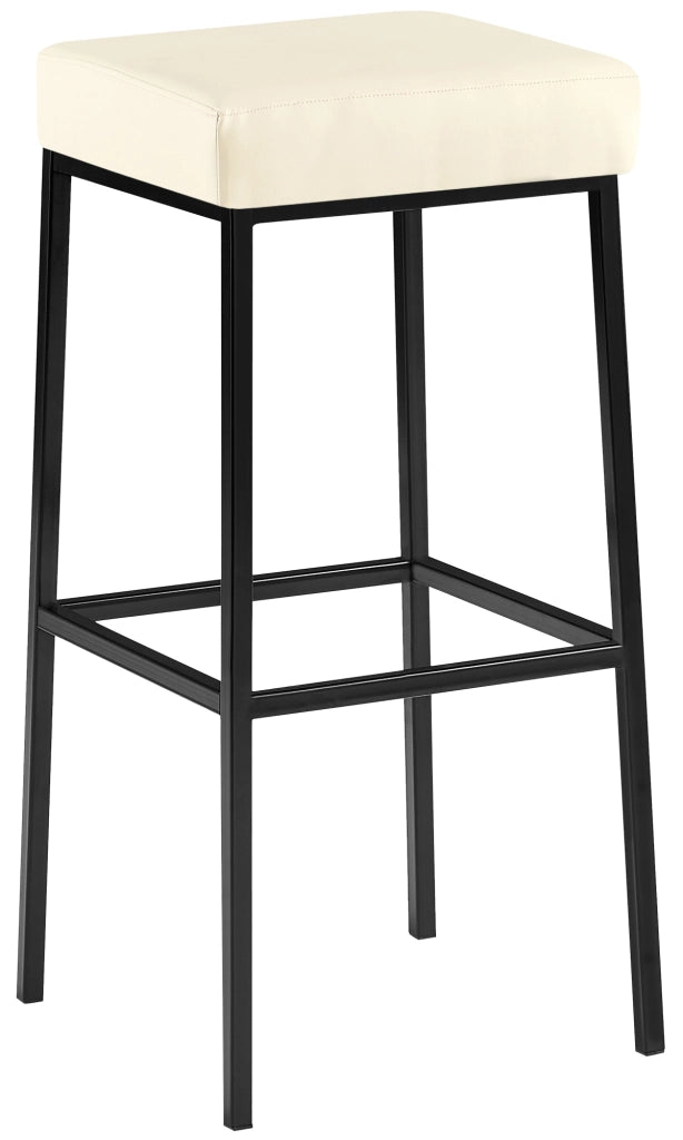Sgabello da bar Montreal rivestito in finta pelle nero,crema