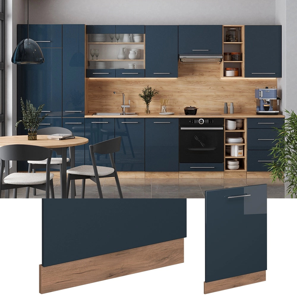 Pannello frontale della lavastoviglie Fame-Line Blu scuro lucido/Rovere dorato 60 cm, PL Rovere Vicco