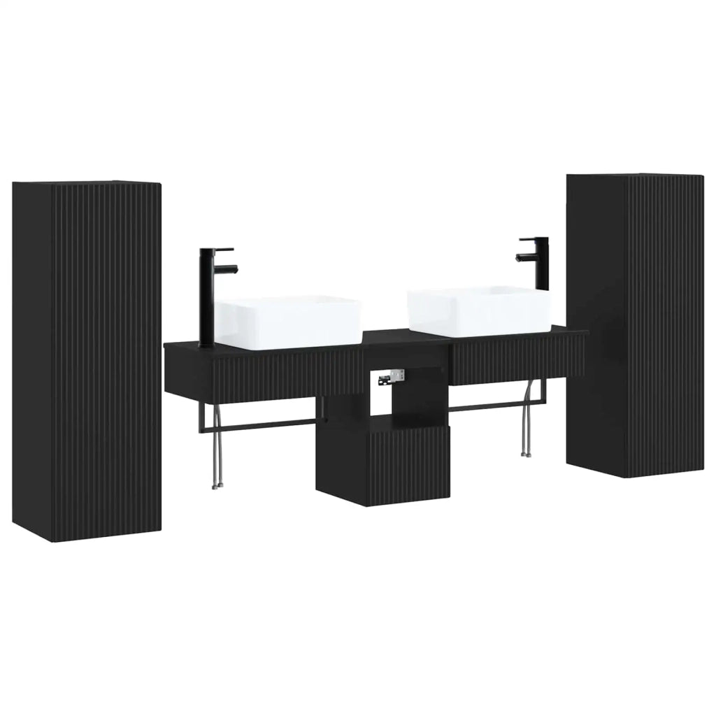 Set di mobili per il bagno 5 pz Nero 33 x 34,5 x 100 cm 3405974