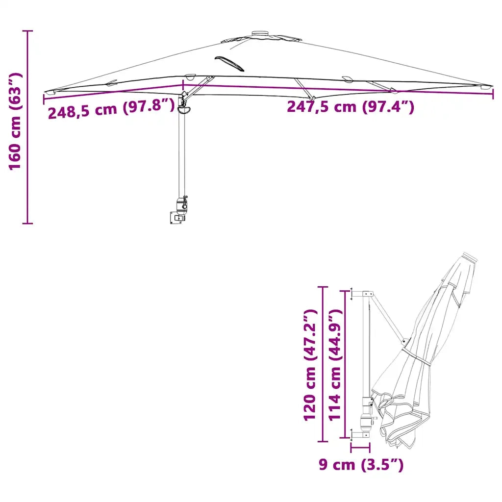 Ombrello da giardino Sabbia 248,5 x 247,5 x 160 cm 42003235