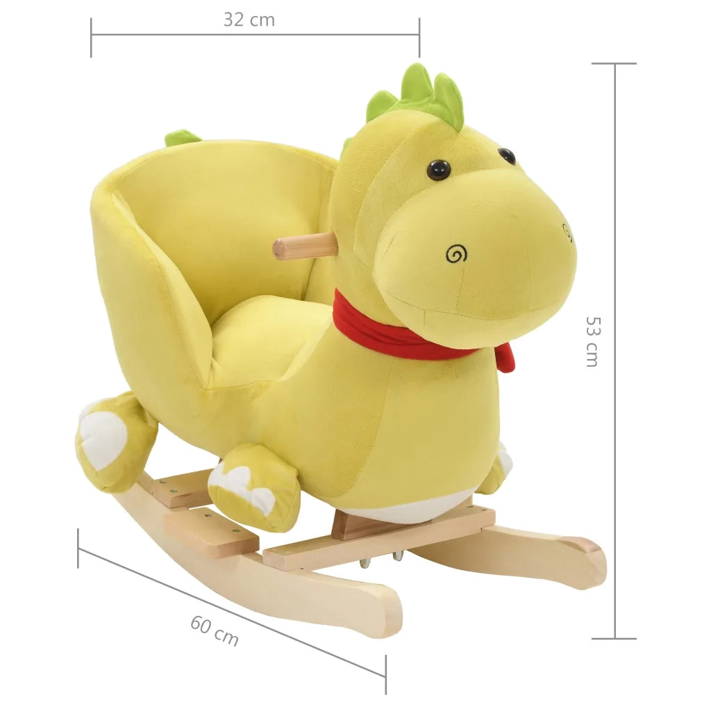 Drago a Dondolo con Schienale in Peluche 60x32x53cm Verde Lime 80225