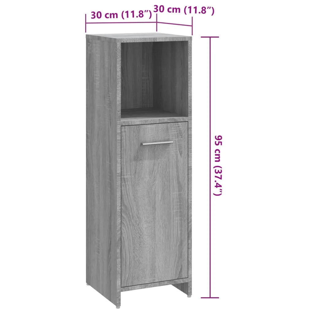 Armadietto Bagno | Armadio da bagno Grigio Sonoma 30x30x95 cm in Legno Multistrato