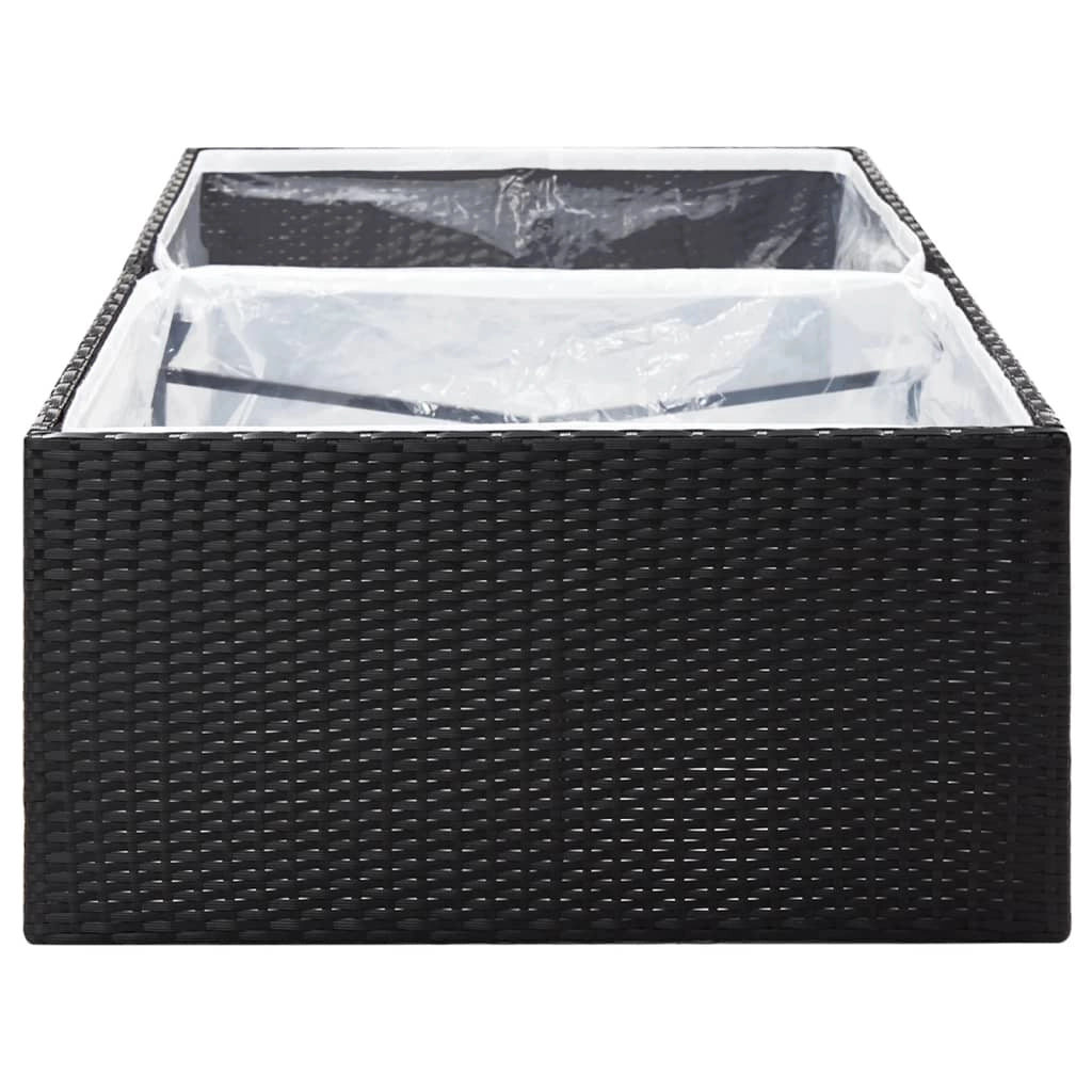 Vassoio per fioriera aiuola rialzata piante fiori terrazza giardino 157 x 80 x 40 cm Resina intrecciata nera 02_0037451