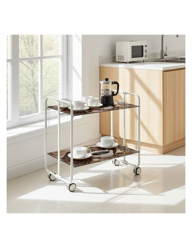 Carrello da cucina pieghevole bianco con ruote BAUHAUS 2 ripiani