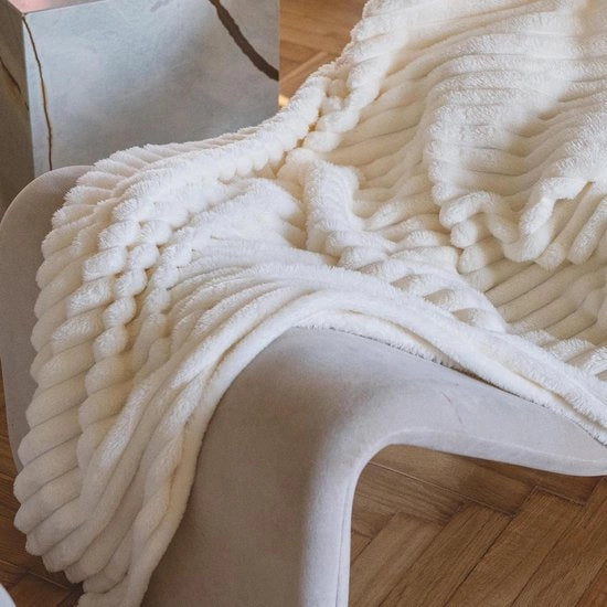Felpa morbida - confortevole e calda - 1 pezzo - bianco crema - 125 x 150 cm
