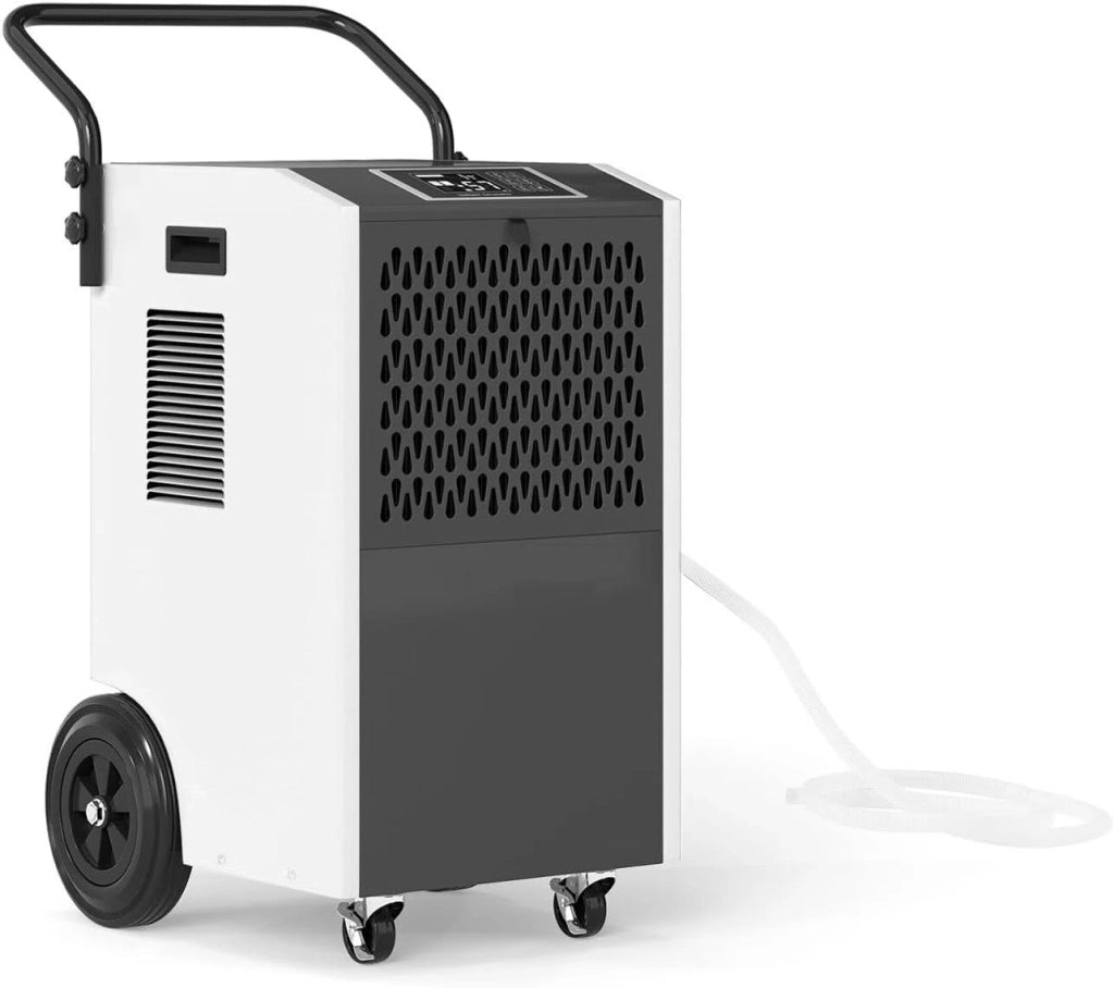Deumidificatore elettrico professionale, 73L/giorno, deumidificatore mobile, timer 24H, deumidificatore per stanze fino a 695m³, per garage, cantina, seminterrato, casa (bianco)