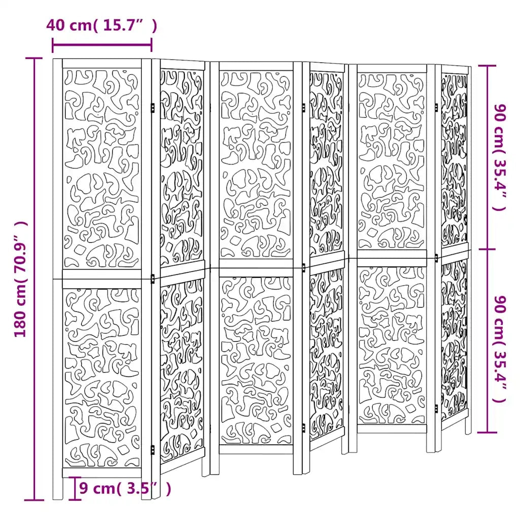 Divisorio Ambienti | Divider per stanze | Paravento 6Pannelli Bianco Legno Massello di Paulownia