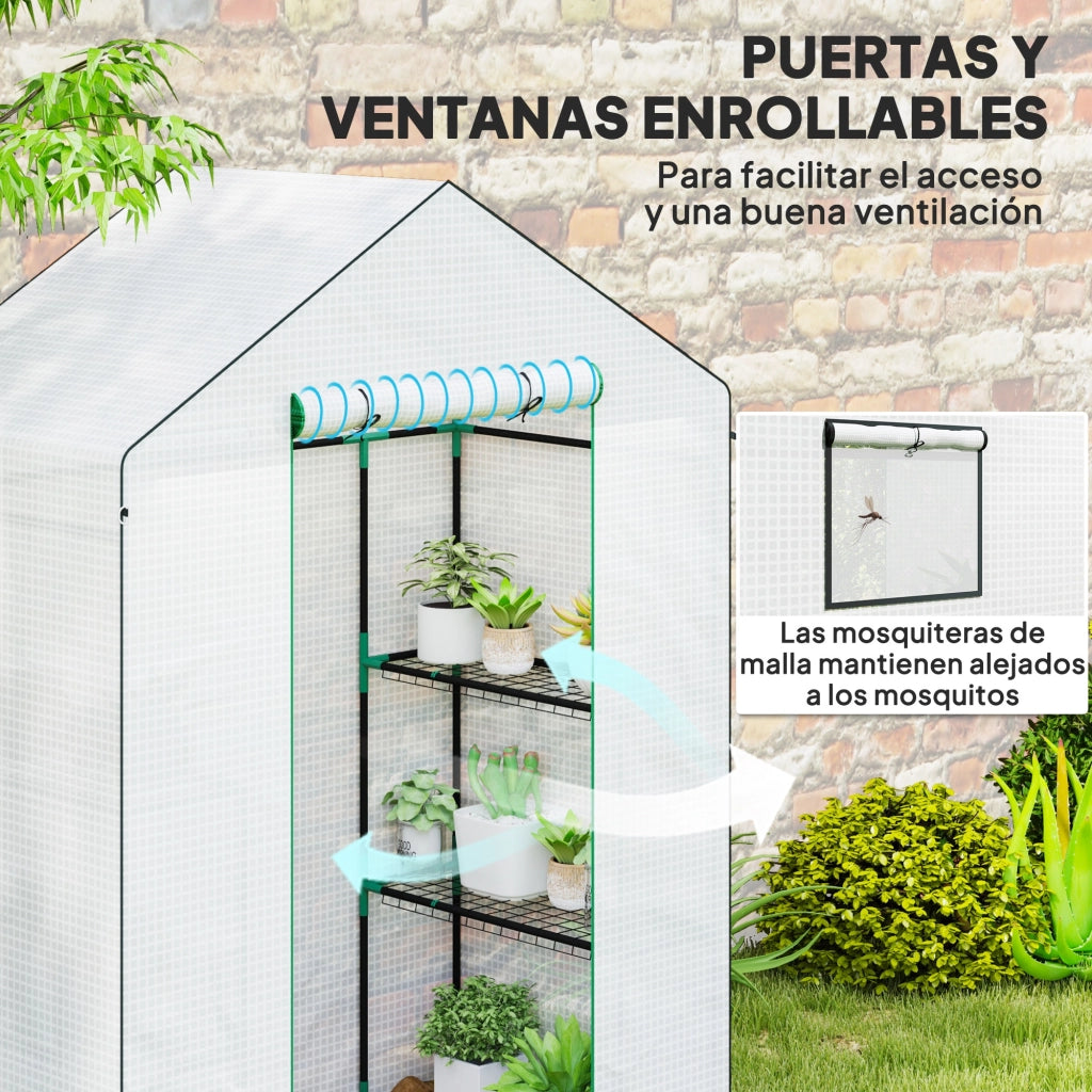 Serra da Giardino con 6 Ripiani e Porta a Rullo ¨C Zephmum ¨C 143x74x190 cm Bianco