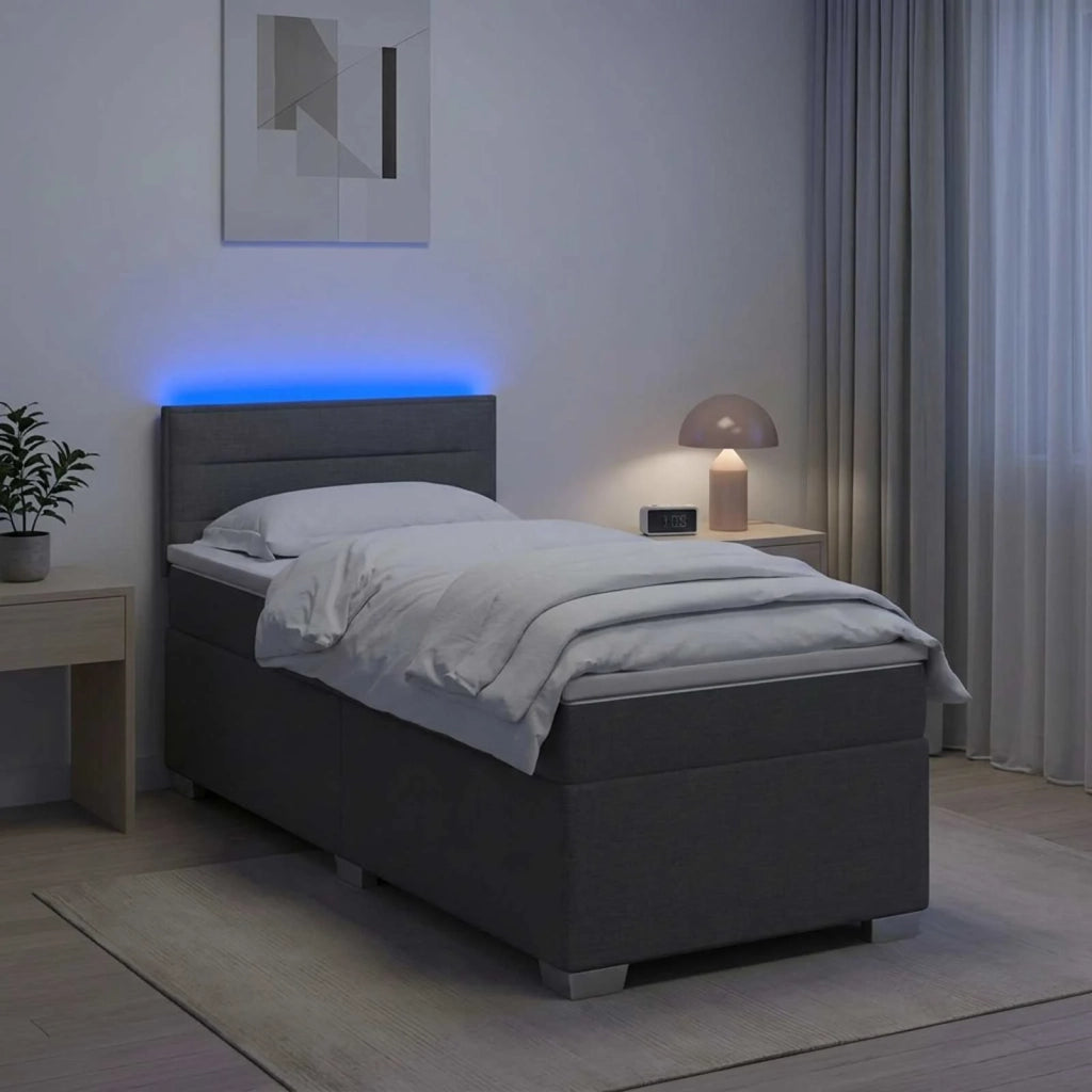 Letto con Box Spring, Materasso e LED Grigio Scuro 80 x 200 cm 3451806