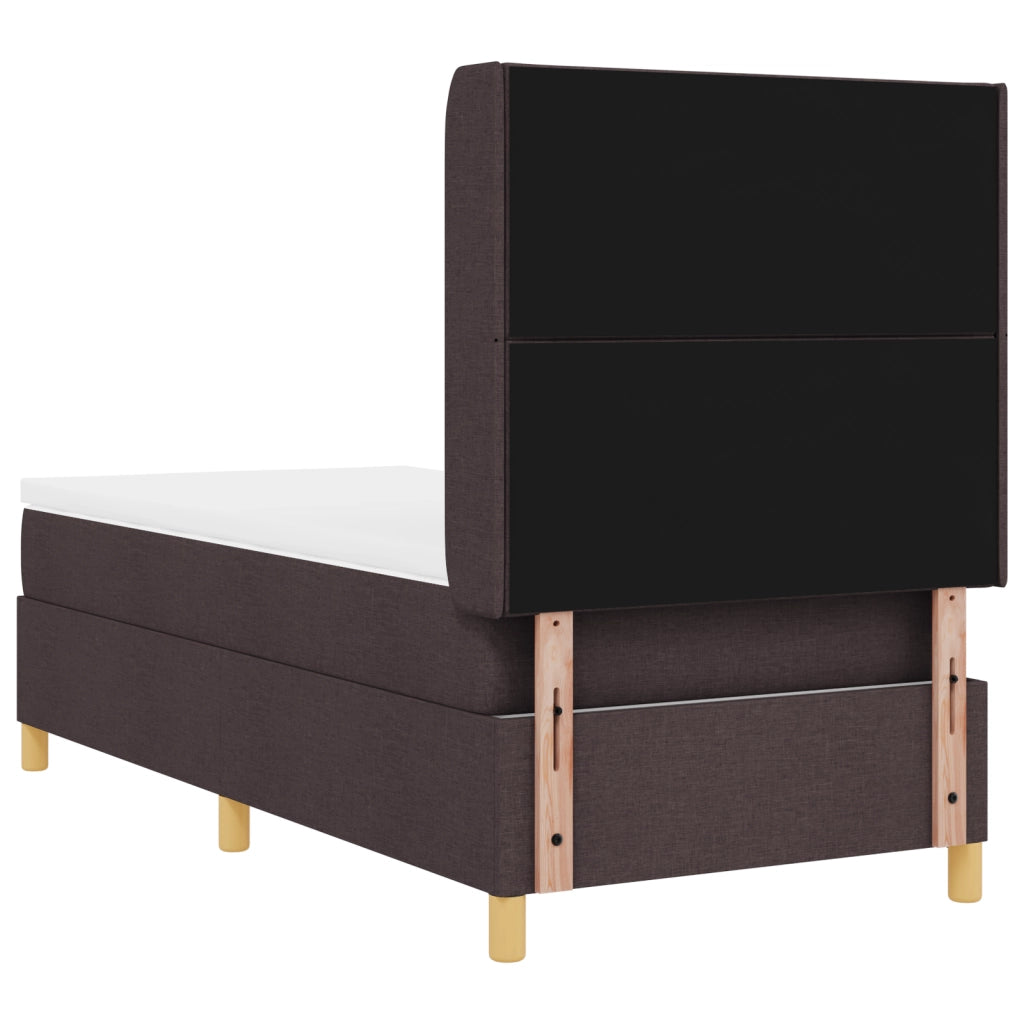 Letto Box Spring con Materasso e LED Marrone Scuro 100x200 cm Tessuto