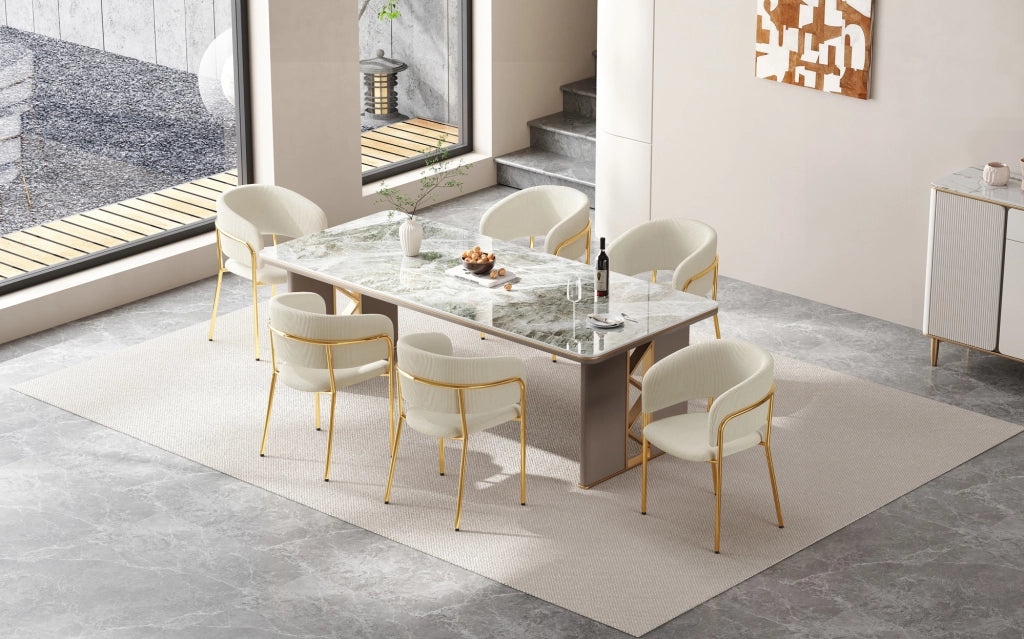 Sedia da pranzo in corda beige con gambe in ferro inclinate e piedini regolabili