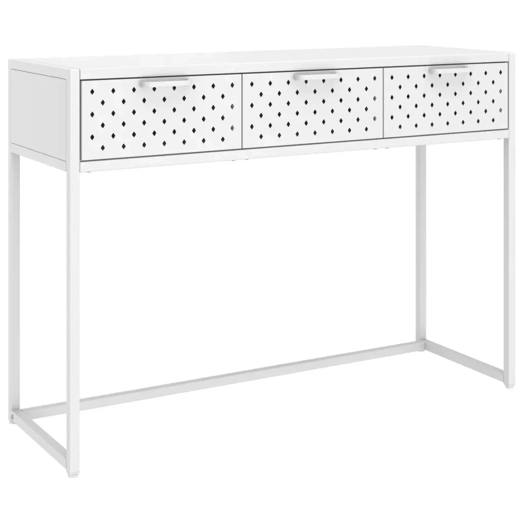 Tavolo Consolle Bianco 106x35x75 cm in Acciaio