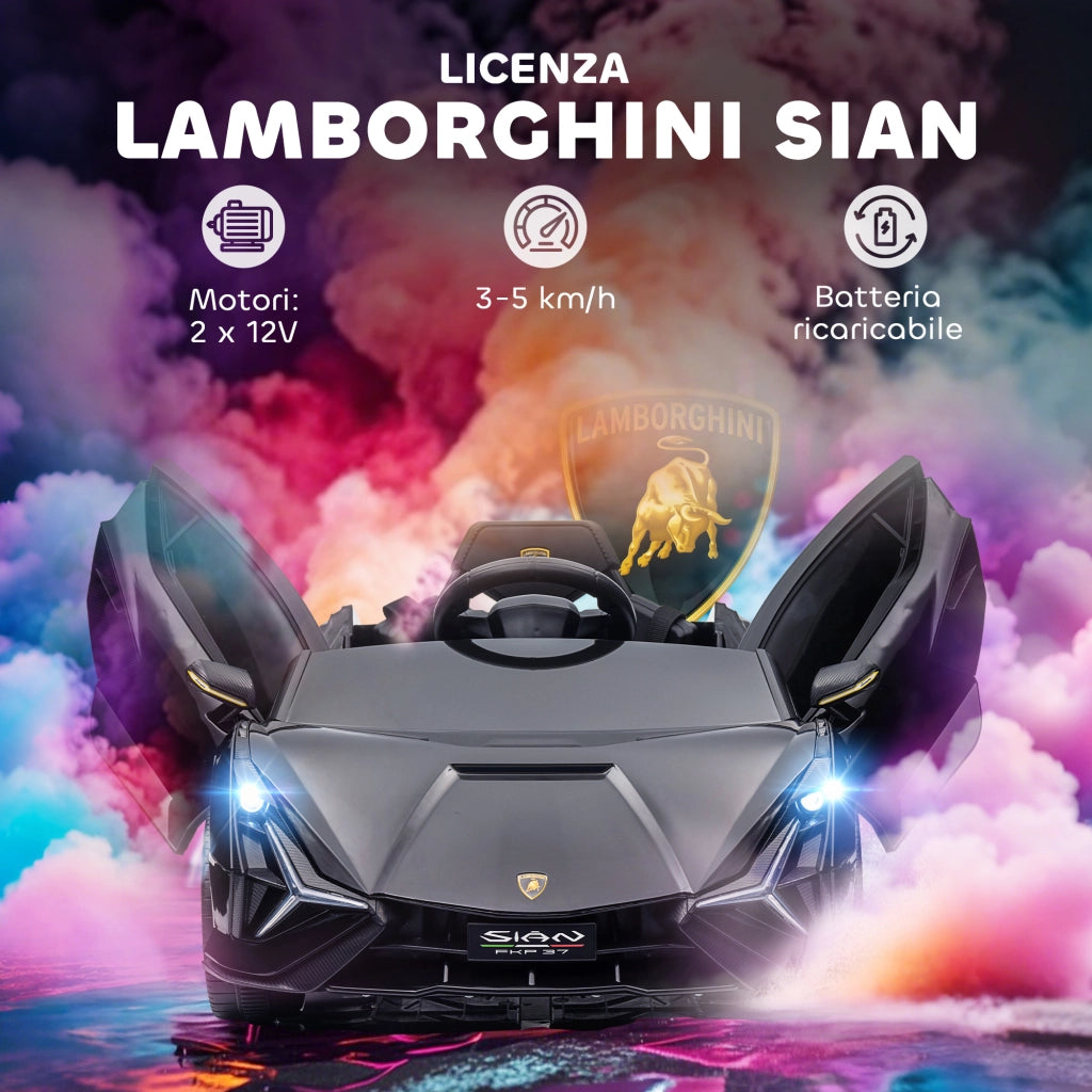 Macchina Elettrica per Bambini Lamborghini 12V ¨C zephmum ¨C Nero con Telecomando