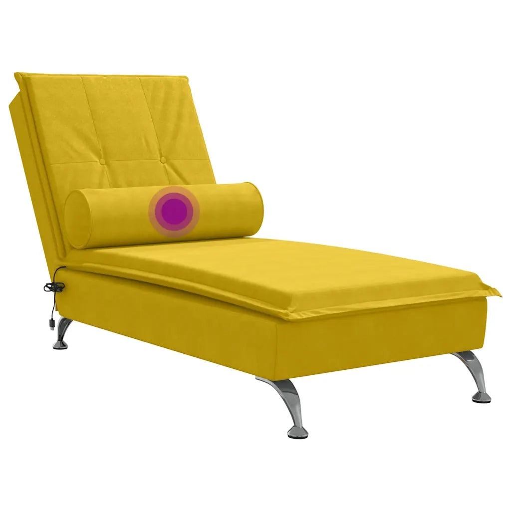 Chaise Longue Massaggi con Cuscino a Rullo Giallo in Velluto CFW6832829