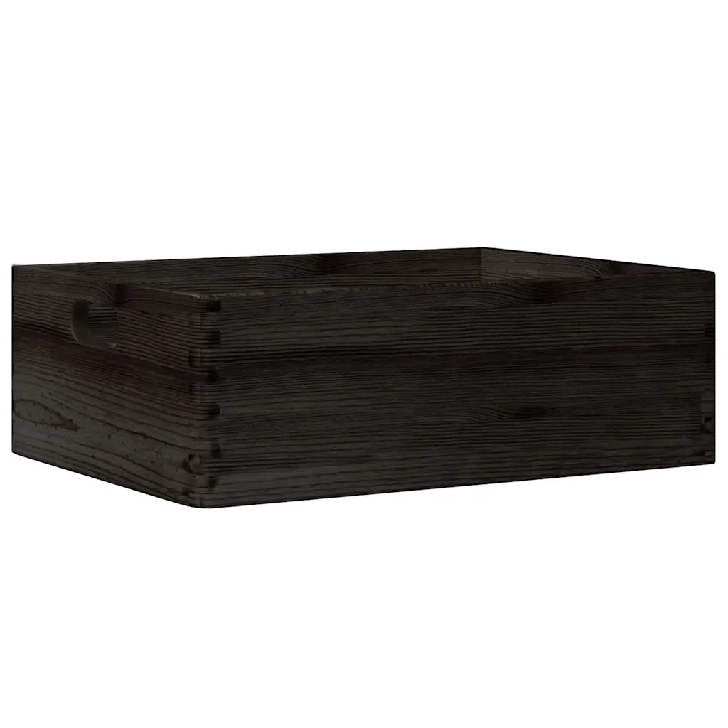 Scatola in Legno con Manici Nera 40x30x13 cm in Legno di Pino 4017399