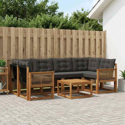 Set di divani da esterno 7 pz Naturale e Nero 3381812