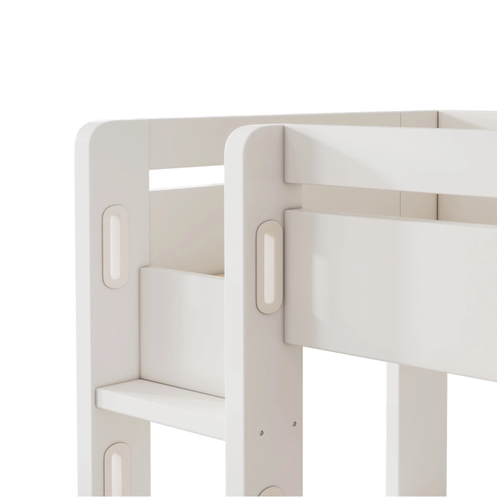 DESMIU Letto a soppalco singolo con scrivania ad angolo, 3 ripiani, 3 cassetti, USB e Type-C 90 × 200 cm senza materasso