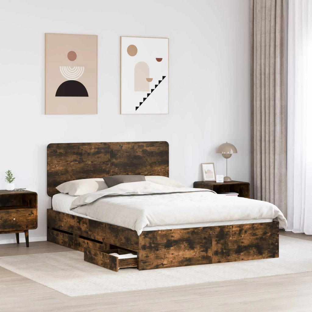 Struttura del letto con cassetto Rovere fumé 150 x 200 cm 3412585