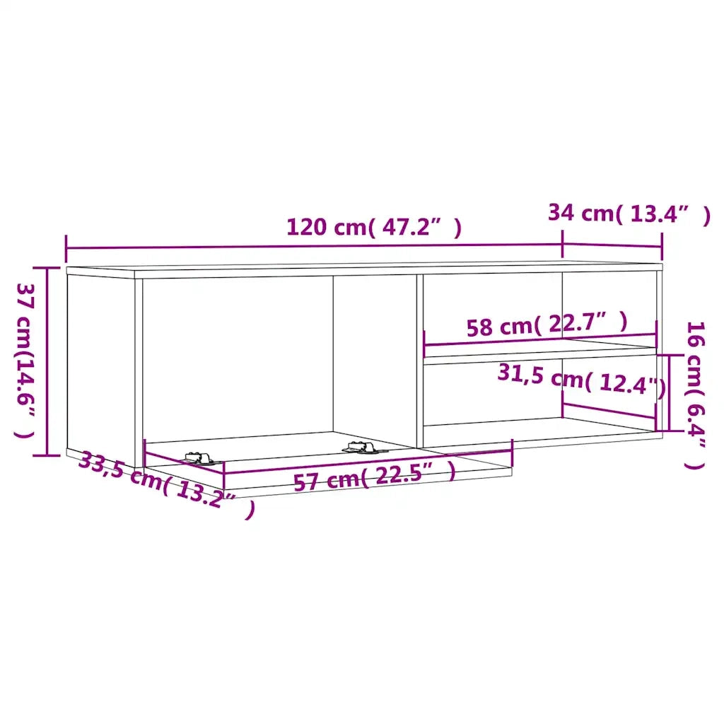 Mobile Porta TV Rovere Fumo 120x34x37 cm Legno Multistrato 833548
