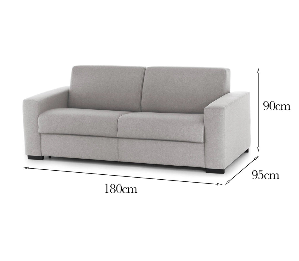 Divano fisso Cianite, Divano a 2 posti Large, Made in Italy, SofÒ  Soggiorno, in tessuto imbottito, con Braccioli slim, cm 180x95h90, Grigio