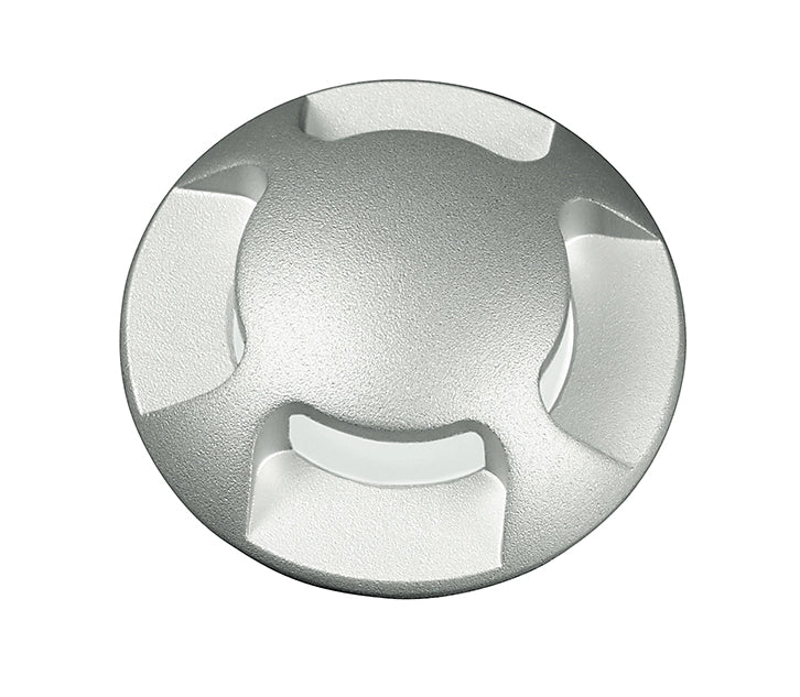 SEGNAPASSI A INCASSO CALPESTABILE LED STEP SILVER DC24V 2W 170LM 3000K IP67 4 FASCI DI LUCE 4,5X5,7C