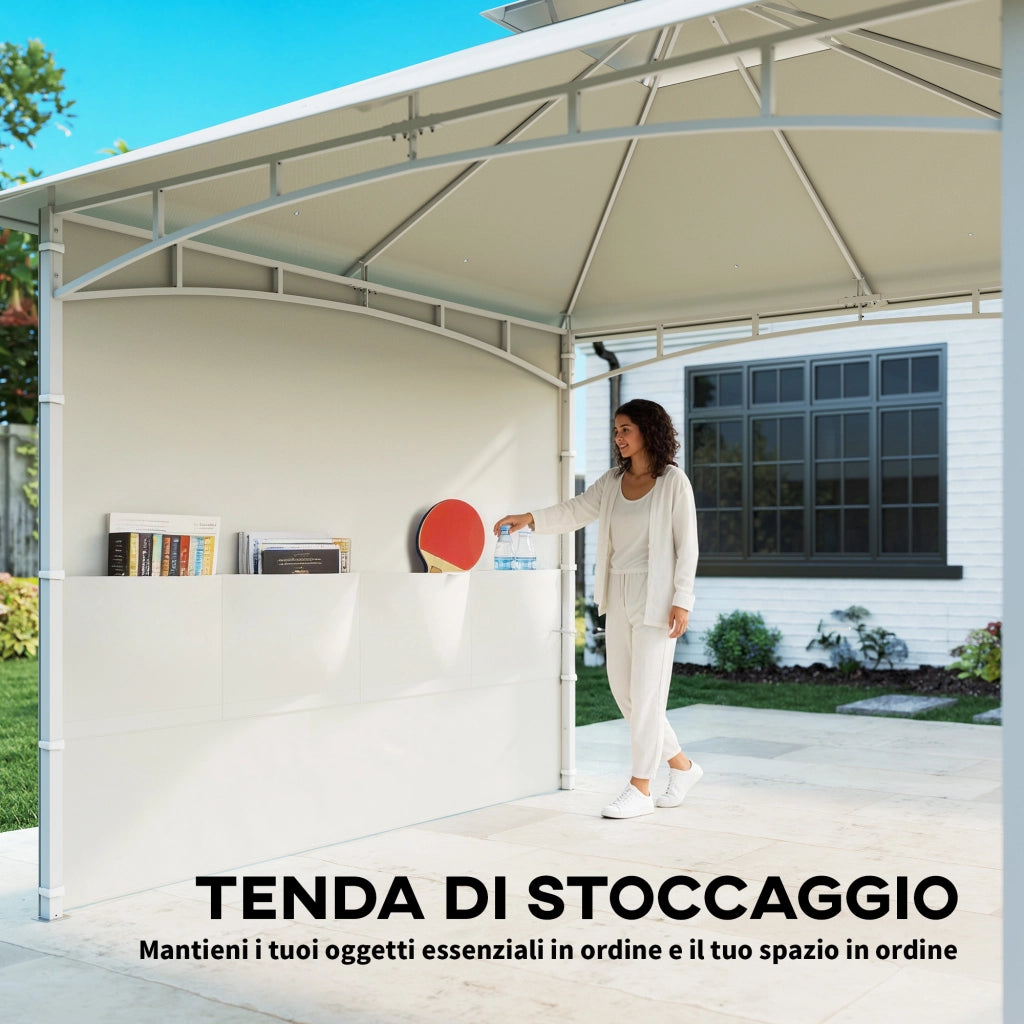 Gazebo da Giardino 3x3 m ¨C zephmum ¨C Metallo, Bianco Crema