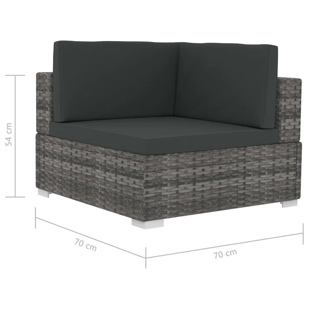 Poltrone Modulari ad Angolo con Cuscini 2 pz Polyrattan Grigio cod mxl 68563