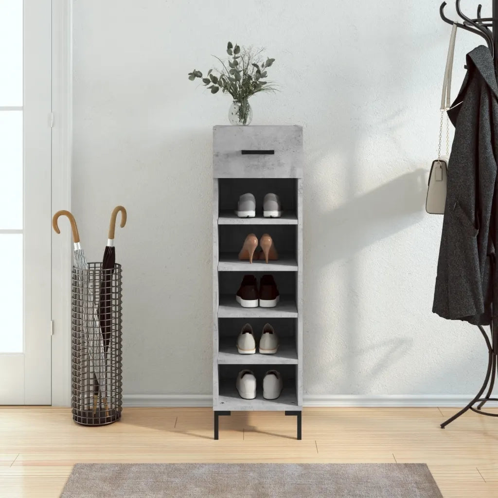 Scarpiera-Scaffale per scarpe Grigio Cemento 30x35x105 cm in Legno Multistrato 532696