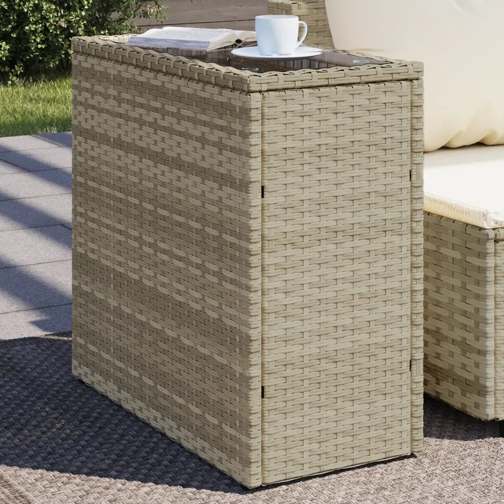 Tavolo Giardino | Tavolino da esterno Piano Vetro Grigio Chiaro 58x27,5x55 Polyrattan