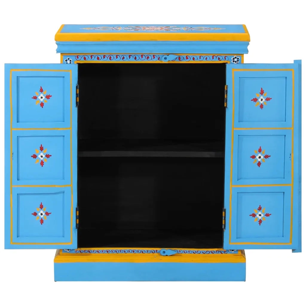 Credenza in Legno Massello di Mango Turchese Dipinta a Mano 244838