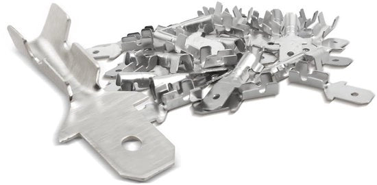 100 klemme per cavo non isolanti, apertura di connessione 4,8 mm, per cavi 0,5 mm² - 1 mm², maschio.
