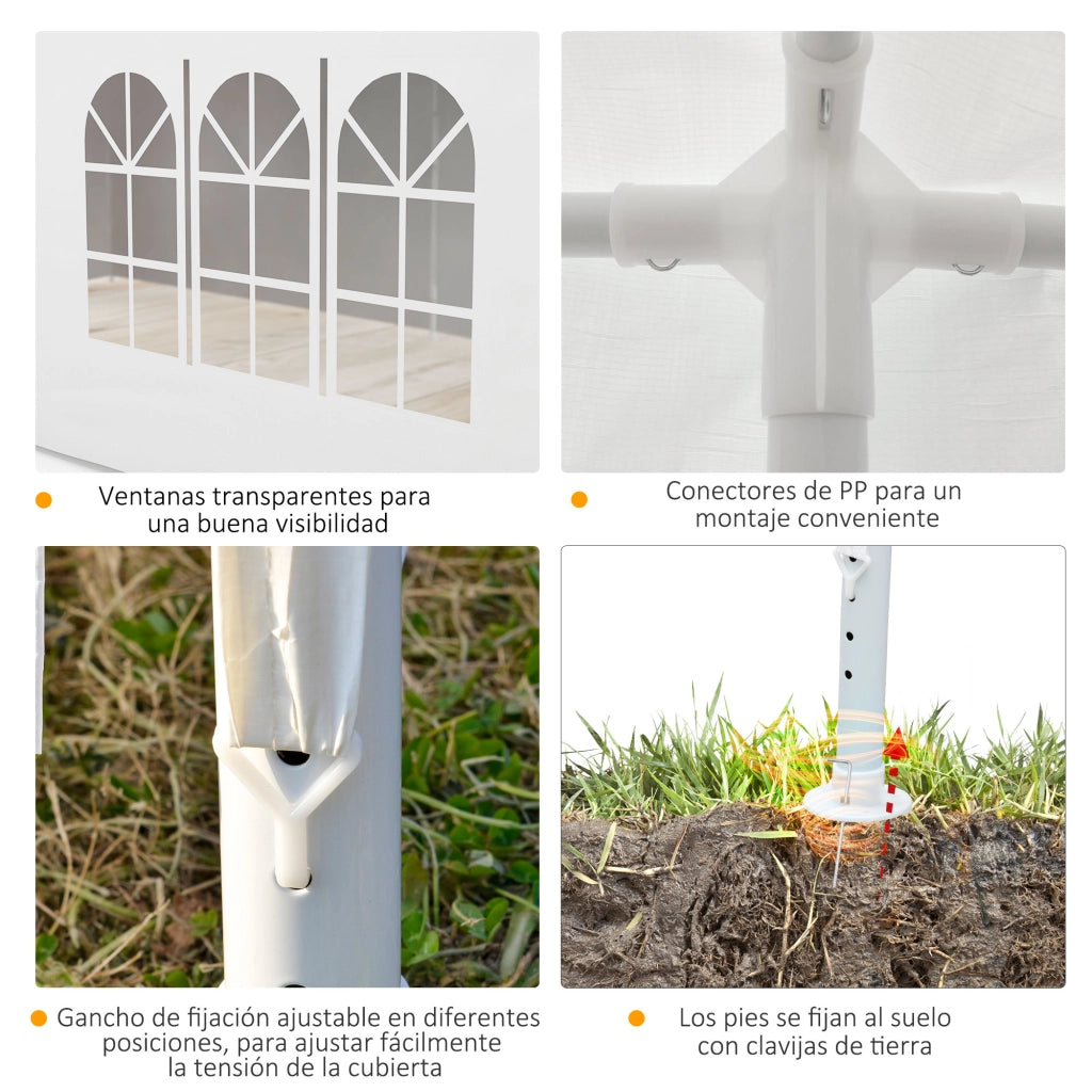 Gazebo da Giardino ¨C zephmum ¨C 6x3 m Bianco Impermeabile 4 Finestre 2 Porte